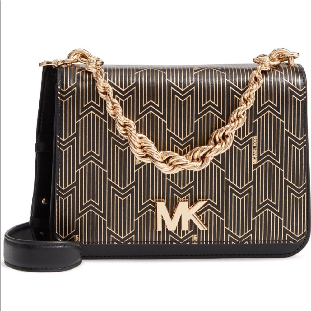 NWT Michael Kors MOTT METALLIC DECO SHOULDER BAG